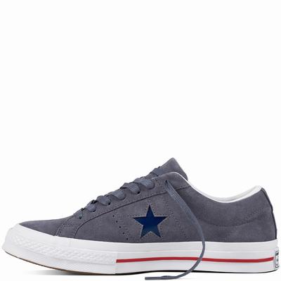 Converse One Star Military Suede Low Tops Womens - Dark Grey/Red/White Shoes (821JASWN)